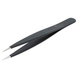 nippes Solingen 729 tweezers with narrow fine tip, stainless steel, black, 9.5 cm length, tweezers eyebrow plucking, tweezers pointed for precise hair removal