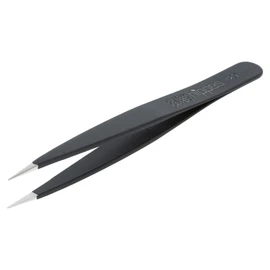 nippes Solingen 729 tweezers with narrow fine tip, stainless steel, black, 9.5 cm length, tweezers eyebrow plucking, tweezers pointed for precise hair removal