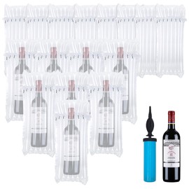 16 Pack Wine Travel Bags Wine Bottle Protector Wine Shipping Packaging Inflatable Bags Bubble Cushion Wrap Sleeves for Luggage with Air Pump for Safe Transportation Shipping