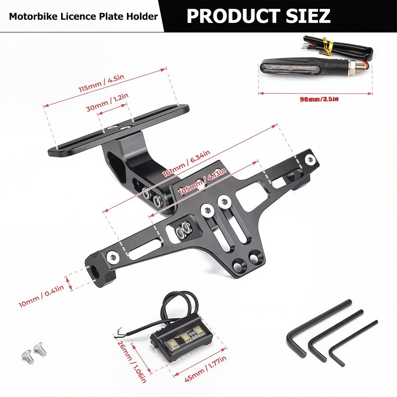 Motorcycle License Plate Holder with Left/Right Turn Light Motorcycle License