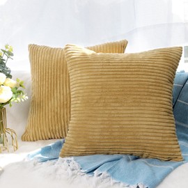 CALIYO Cushion Cover Corduroy Plain Set of 2 Cushion Covers 50 x 50 cm Cushion Covers for Decorative Cushions Sofa Cushion Couch Cushion in Many Colours