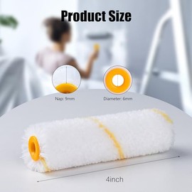 Mister Rui 24 Pieces 4-Inch Paint Roller Covers - 9mm Nap Microfiber Rollers for Walls, Cabinets, Trim, Compatible with All Paints and Stains, Reusable and Easy to Clean