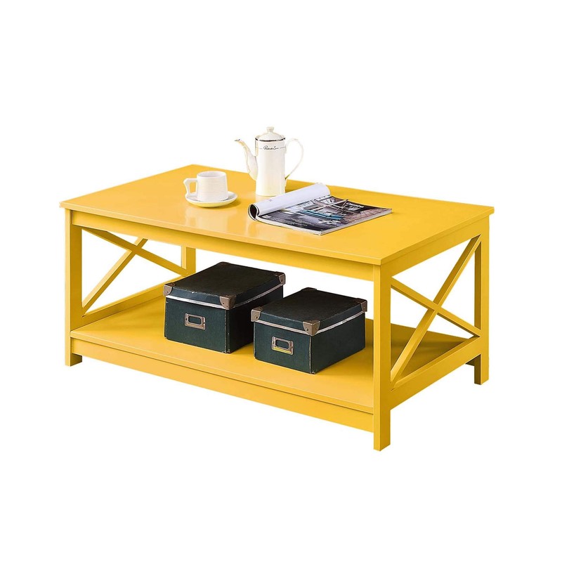 Convenience Concepts Oxford Coffee Table with Shelf, Yellow