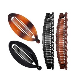 Banana Clips Hair Clincher Combs for Women Thick Curly Hair Fishtail Hair Clip Ponytail Holder Hair Accessories for Women Girls Hair Comb Double Banana Clip Barrette 4Pcs