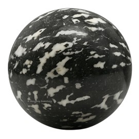 White and Black Tourmaline Crystal Ball with Stand - 1.5" Inches Crystal Sphere Meditation Balls for Witchcraft and Decorative Balls