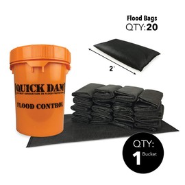Quick Dam Grab & Go Flood Kit includes 20- 2ft Flood Bags in Bucket , Black , 1 Kit - QDGGFB-20