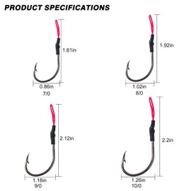 Goture Assist Hooks Kit,Fishing Jigs Hooks - Size 7/0,8/0,9/0,10/0,Saltwater Carbon Steel Barb Hook with PE line,7PCS - Butterfly Slow Fast Jigs Jigging Lure Hooks