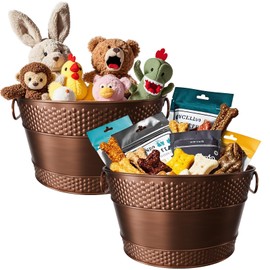 ARCTIC EAGLE Indestructible Metal Dog Toy Bin: Pet Toy Box Storage Basket for Living Room Area, Beautiful Design and Perfect Size 15-Quart（2 Pack）