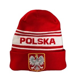 Poland Red and White Crest Ski Hat - Stylish Winter Beanie for Polska Supporters – Ultimate Supporters Hat for Comfort and Warmth (UK, Alpha, One Size, Bronx Hat)