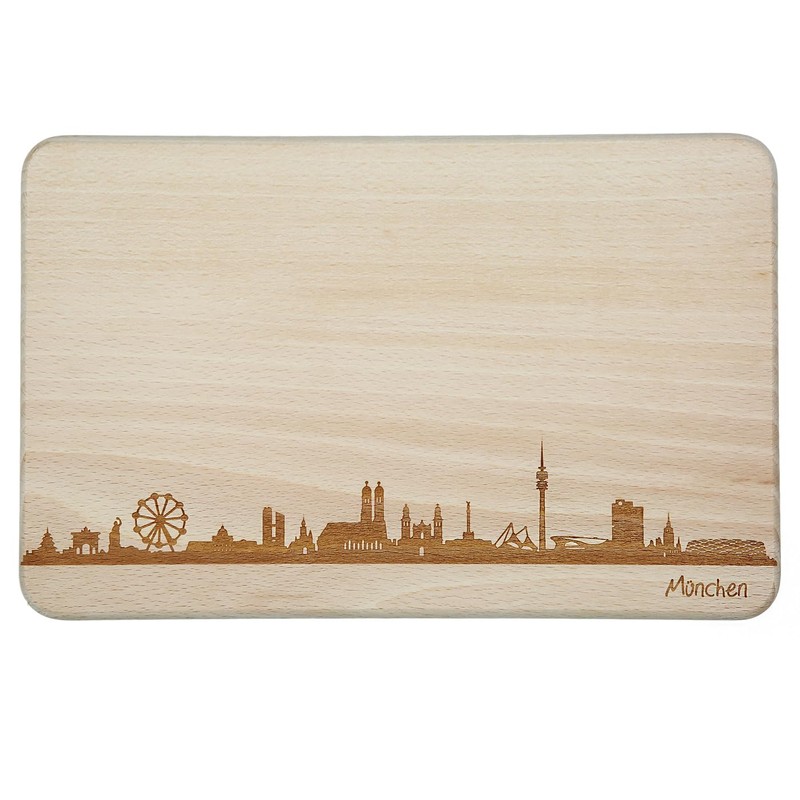 Brotzeitbrett München Skyline | Beech Breakfast Board | Wooden Chopping