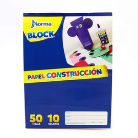 Block Papel Construcción Carta Norma 50h 10 Colores Papel
