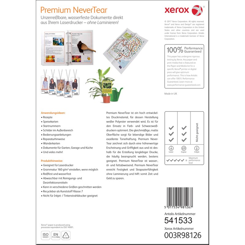 Xerox 003R98126 Premium Never Tear Paper A4 10 Sheets White