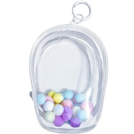 YUYAKESHI Case, Bag, Dustproof, Sewn Pouch, Mushroom Shape, Showing Bag, For Going Out, Doll Holder, For 3.9 inches (10 cm) Plushies, Double-Sided, Transparent, Cute, Key Holder Included, 5.1 inches