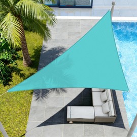 ECOOPTS 7'x15'x17' HDPE Sun Shade Sail Right Triangle Canopy Shades for Outdoor Patio Pergola Cover Blockage 95% UV Resistant(Turquoise)