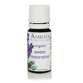 AMRITA Aromatherapy: Sweet Restoration Synergy Essential Oil Blend - USDA Certified Organic Essential Oil Blend of Lavender Extra, Sweet Lavandin, & Rosemary Cineol 1.8 - Pure & Undiluted -Size: 10ML