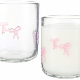 Khen 2 Pack Coquette Bow Icon Juice Glass Coquette Bow Aesthetic Cup 15 ounce Double Old Fashioned Icon Handblown Cocktail glasses for Women Friend Party, Bridal Shower Gifts(Blush Pink)