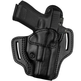 Leather OWB Pancake Holster for G19/G17 Gen 3-6, Optic Ready, Black, Right