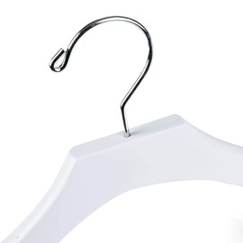 Quality White Wooden Kids Pant Skirt Hanger 10-Pack, Luxury Wave Design Chrome 360 Swivel Hook (10, 13" inch with Clips)