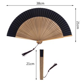 Folding Hand Fan for Women Foldable Chinese Japanese Vintage Bamboo Silk Fan,Folding Fans,Bamboo Handheld Fans with Tassel,Hand Held Bamboo Silk Folding Fan Hand Fan for Music Dance,Party (style2)