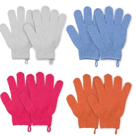 8 PCS Exfoliating Gloves Set, Polyester Exfoliator Mitts for Body Scrub, Dead Skin Remover for Adults and Kids, Shower and Bath Skin Exfoliation Gloves, Ingrown Hair & Rough Skin