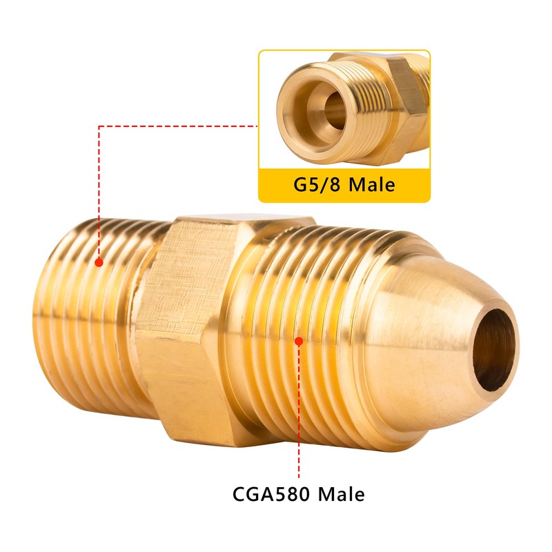 GRYVOZE Argon Adapter G5/8 Male to CGA580 Male, Nitrogen Adapter