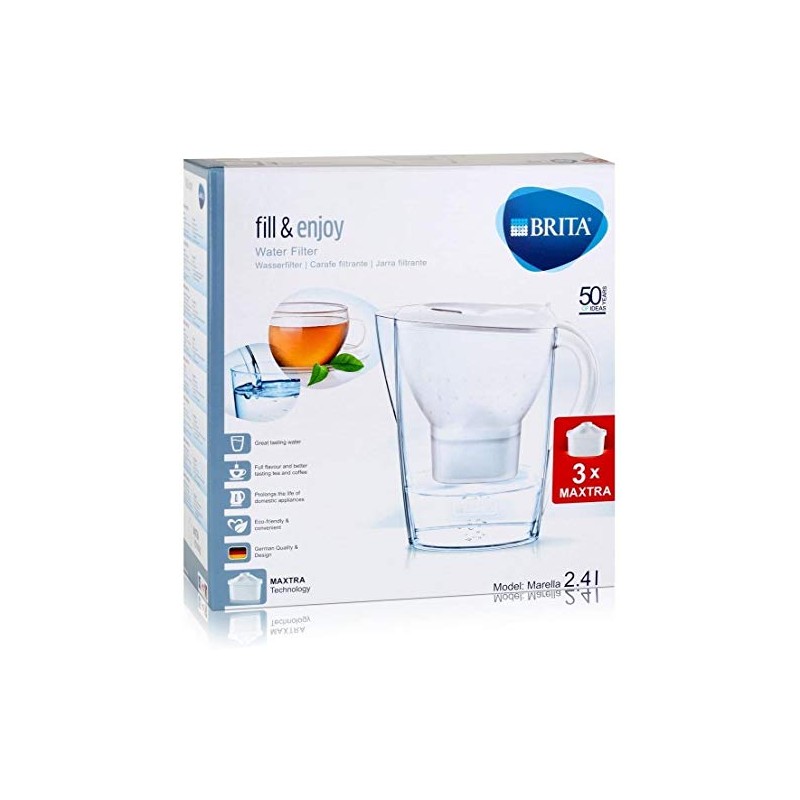 BRITA Marella Cool Water Filter Jug and Cartridges Starter Pack,