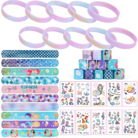 Mermaid Birthday Decoration, Mermaid Birthday Party Bags, Children's Birthday Party Favours, Children's Birthday Decoration, Includes 10 Mermaid Tattoos, 10 Mermaid Snap Bracelets, 10 Bracelets