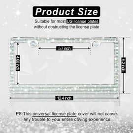 Amiss Bling License Plate Frame for Women, 1Pack Rhinestone Handcrafted Crystal Premium Stainless Steel, Stainless Steel Car Decorative Accessories with Diamond Sparkle Glitter Caps (Colorful)