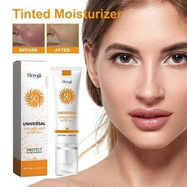 Sunscreen to prevent sunburn and tanning, Universal Tinted Face  Moisturizer Sunscreen, SPF 50 PA+++, Water Resistant And Non-Greasy,For All Type Skin Facial Skincare
