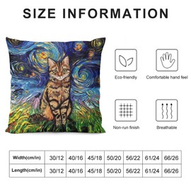 Abstract Cat Throw Pillow Cover 16 "x16 Funny Cat Throw Pillowcase for Couch Sofa Bed Bedroom Car Living Decor Van Gogh Art