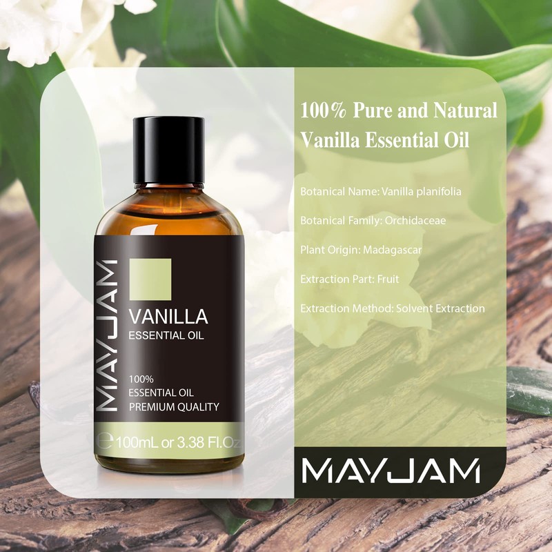 MAYJAM Essential Oil, Vanilla, Aroma Oil, 100% Natural, Gift, 3.4