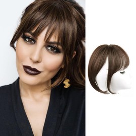 XFSRG Clip-In Ponytail Real Hair Clip-In Bangs with Temples Top Fringe Hairpiece One Pieces with Side Fringe Natural Bangs with Temple Hairpieces (430#Black)