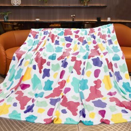 Fleece King Blanket for Bed 90x108inch Soft Colorful Bed Blanket King Size Extra Large Cozy Fuzzy Rainbow Throw Blanket Home Decor for Bedroom