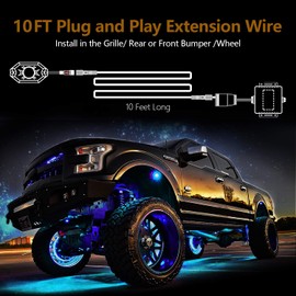 YCHOW-TECH 10FT 4Pin Extension Cable Cord Wire for 4 & 6 & 8 Pods RGB Multicolor LED Rock Lights Kits