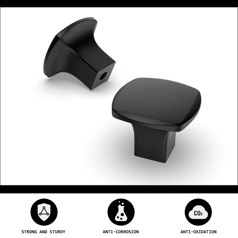 homdiy 10 Pack Cabinet Knobs Matte Black Dresser Knobs, Aluminum