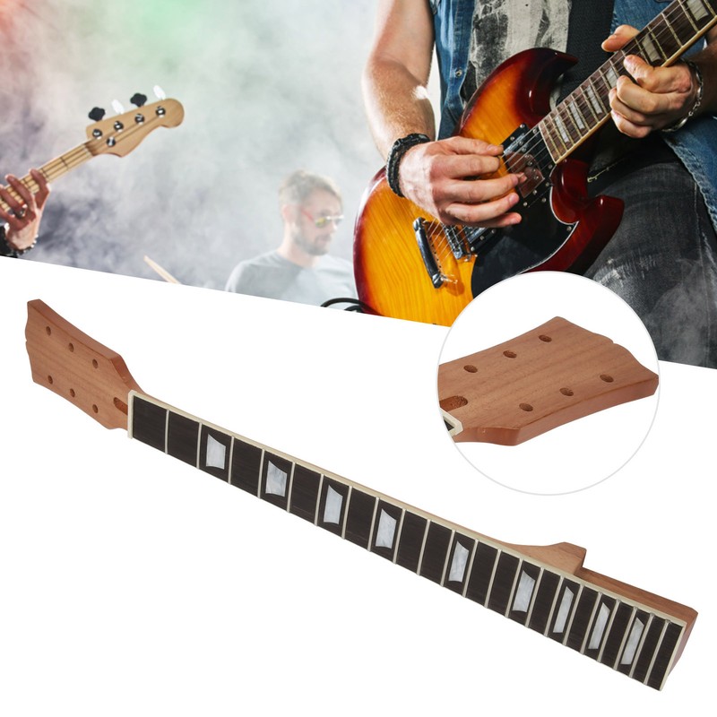 Wood Electric Guitar Neck 22Frets Rosewood Fingerboard with Trapezoidal Inlay
