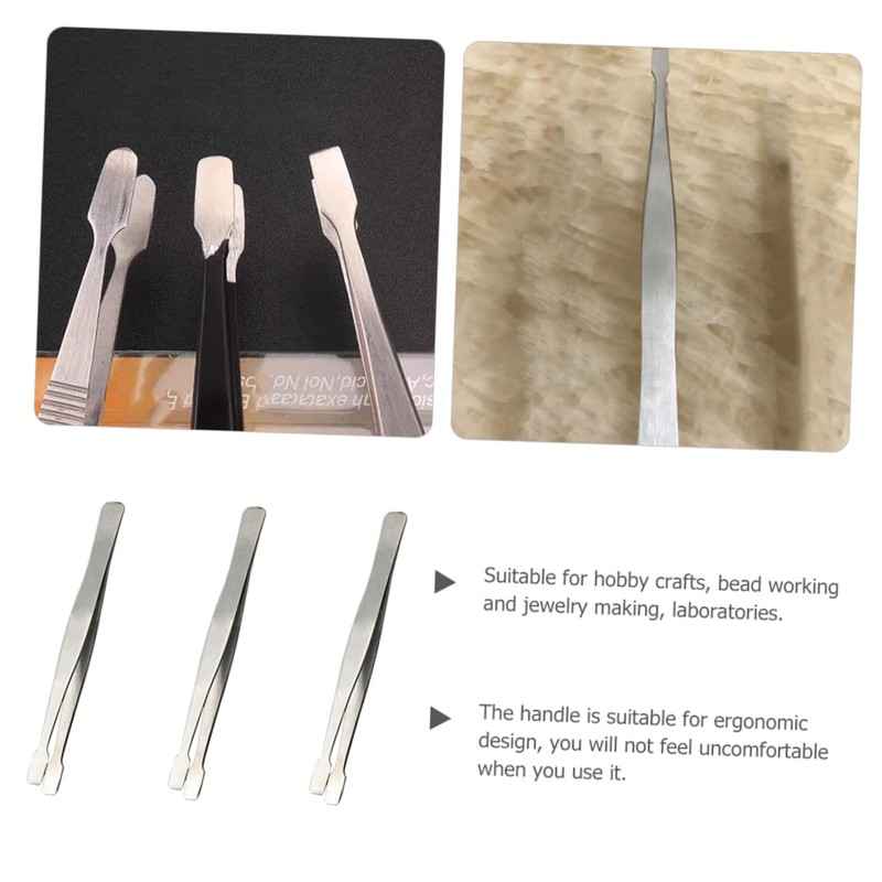 jojofuny 3pcs Stainless Steel Tweezers for False Eyelashes Eyebrow Shaping