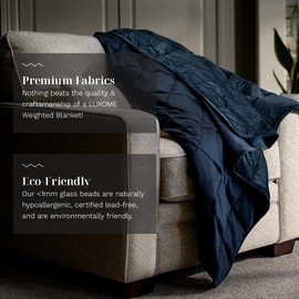 LUXOME Full Size Weighted Blanket | Integrated Cooling & Plush Cover | 15 lbs | 54"x72" | Navy