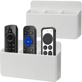 kulusion 2 Packs Remote Control Holder 3 Slot Wall TV Remote Holder Self Adhesive Marker Holder, Wall Pen Holder Stroage for Home Office School (White)
