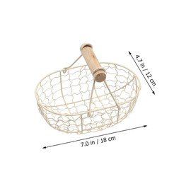 TOPBATHY Vintage Wire Basket Cream Metal Storage Basket for Fruits Vegetables and Bread Ideal Decorative Kitchen Organizer 18 X 12 X 6.5 Cm