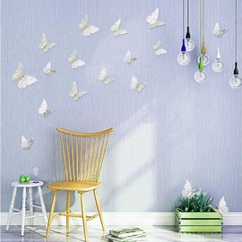 SING F LTD 48Pcs Rose Gold Silver Tone Butterfly Wall Stickers Glitter Art Bedroom Decoration