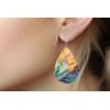 Twisted R Design Rainbow Palm Leaves Print Wood Dangle Teardrop