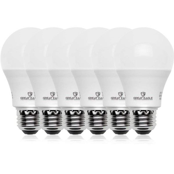 Great Eagle Lighting Corporation 100W Equivalent LED A19 Light Bulb Daylight 5000K Dimmable UL Listed (6-Pack)