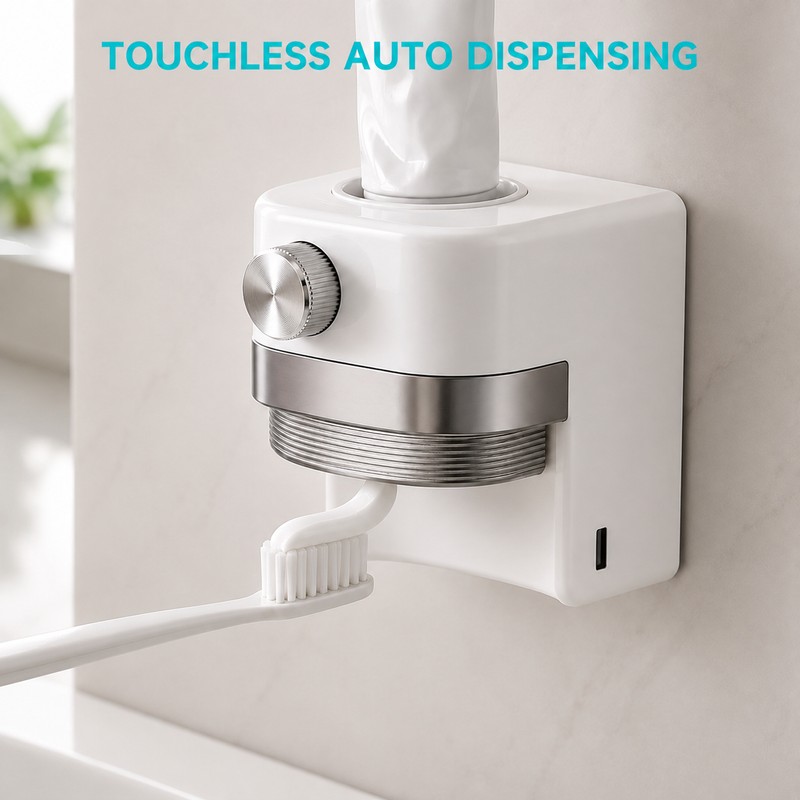 Automatic Infrared Toothpaste Dispenser with Adjustable Output Punch-Free Wall Mount