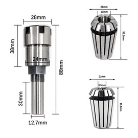 DingGreat 1/2 Inch Shank ER20 Taper Collet Chuck Holder CNC Router Extension Rod with 2 Pieces ER20 Spring Collets Set for CNC Work, Engraving and Milling Tool (6.35 mm & 13 mm)