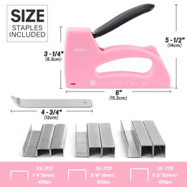 SHALL Light Duty Staple Gun for Wood - Pink Upholstery Staple Gun with 1600pcs JT21 Staples 1/4, 5/16, 3/8 inch and Staple Remover - Women Staple Gun for Crafts, Fabric Stapler Gun for DIY, Decoration