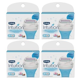 Schick Intuition - Lather & Shave In One Stop - Spring Bloom with Shea Butter, Fresh Floral Scent - Women's Razor Blade Refills - 3 Ct Pack of 4 = 12 Cartridges