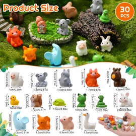 GSrenyu 30 Pcs Mini Resin Animals, 15 Styles Mini Animals Colorful Mini Figures Resin Animals Miniature Figures Tiny Animals for Garden Home Dollhouse Landscape Office Decor DIY Craft