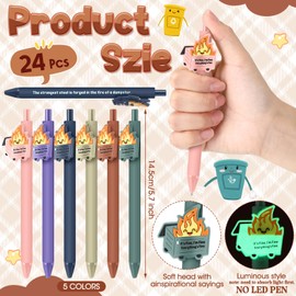 Sayglossy 24 Pcs Dumpster Fire Gifts Funny Luminous Dumpster Fire Ballpoint Pens with Motivational Quotes Emotional Support Employee Appreciation Gifts Bulk for Coworkers Team Staff Office