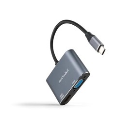 watiowave USB-C auf HDMI/VGA 4K Konverter 15 cm, ideal für den Anschluss von Geräten an Externe Displays und Präsentationen.